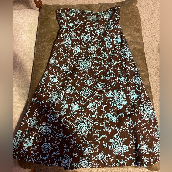 Old Navy Dresses & Skirts - Old Navy brown turquoise strapless dress sz 6